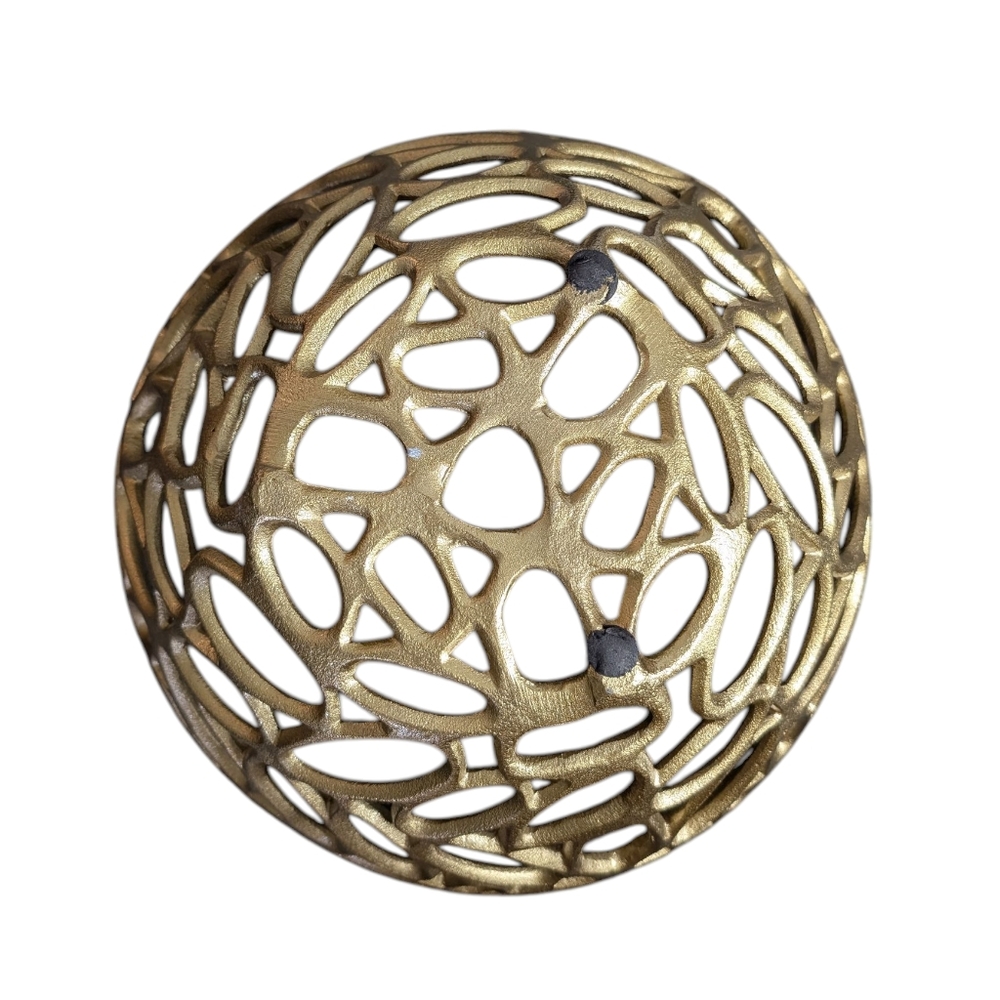 Decorative Contemporary Gold Painted Bowl Shiny Metallic Colored Bowl Home Decor - Picture 6 of 13